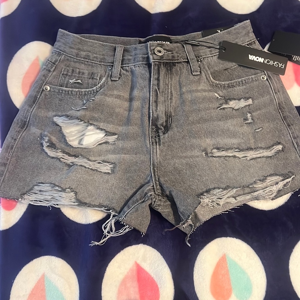 black distressed shorts fashion nova